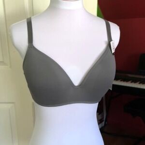 Rene Rofe Soft Comfort Bra, 40C, Gray Wire-Free Lightly Padded Smooth NEW